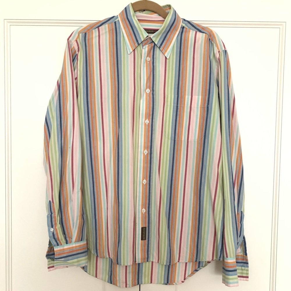 🛍 Napapijri multi color stripped button down shirt